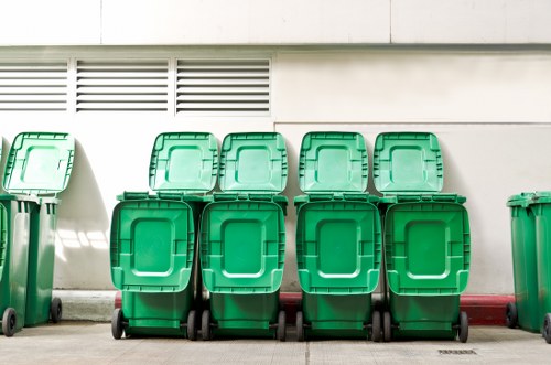 Sorted waste materials ready for disposal in a skip