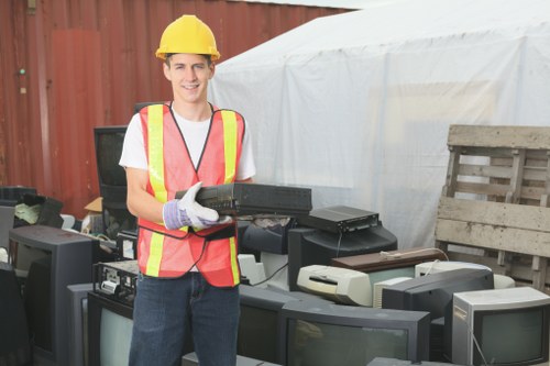 Professional waste removal team at work